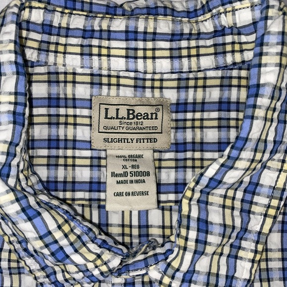 LL Bean Seersucker Plaid (Green, Blue) Organic XL Shirt (Bundle 2) - Picture 11 of 13